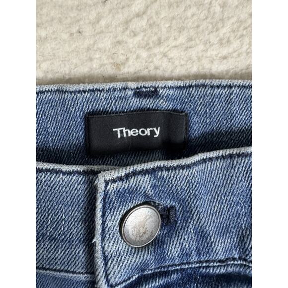 Theory Brand Jeans Womens 30x25 Blue Slim Straight Crop Medium Wash 5 Pocket - Picture 4 of 14
